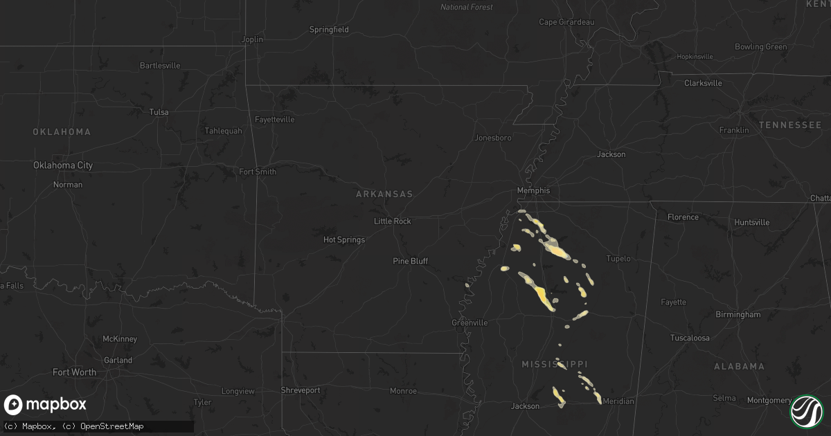 Hail map in Arkansas on April 27, 2025
