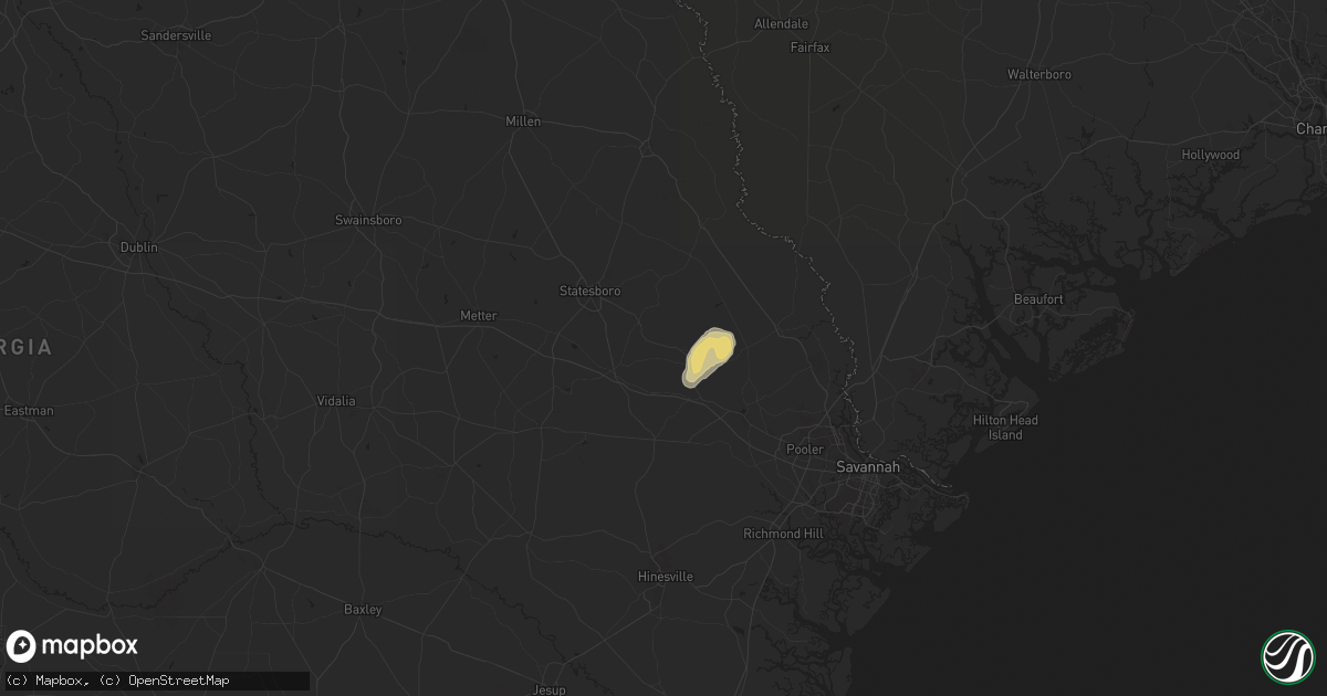 Hail map in Brooklet, GA on April 27, 2025