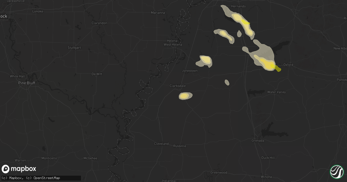 Hail map in Clarksdale, MS on April 27, 2025