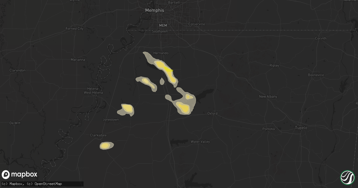Hail map in Como, MS on April 27, 2025