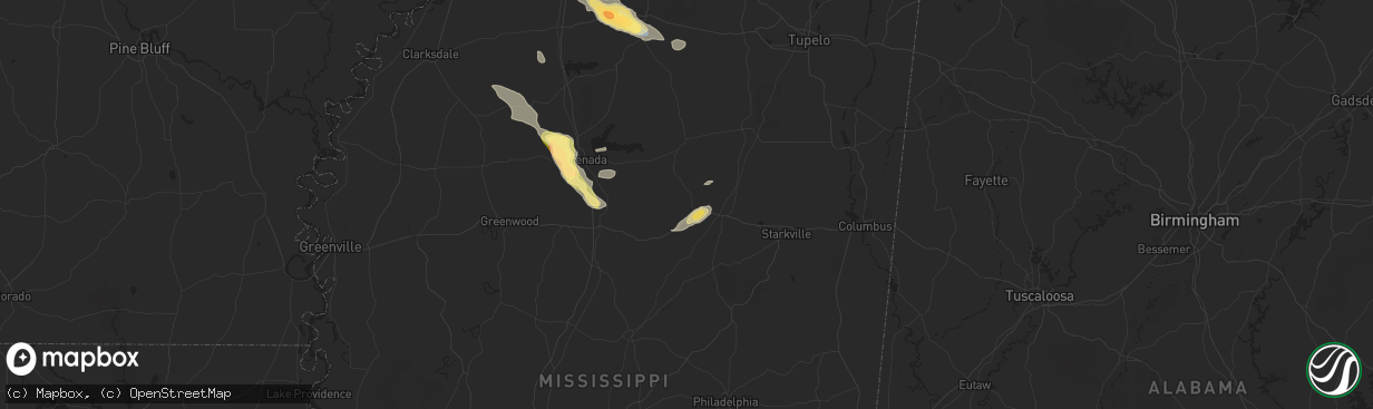 Hail map in Eupora, MS on April 27, 2025