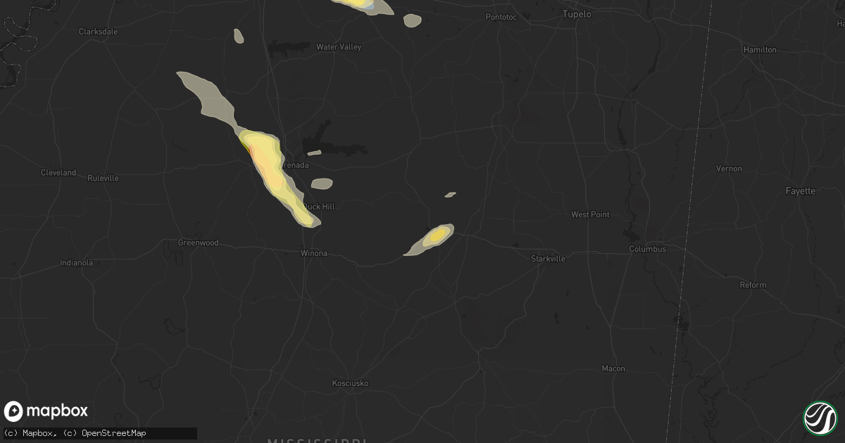 Hail map in Eupora, MS on April 27, 2025