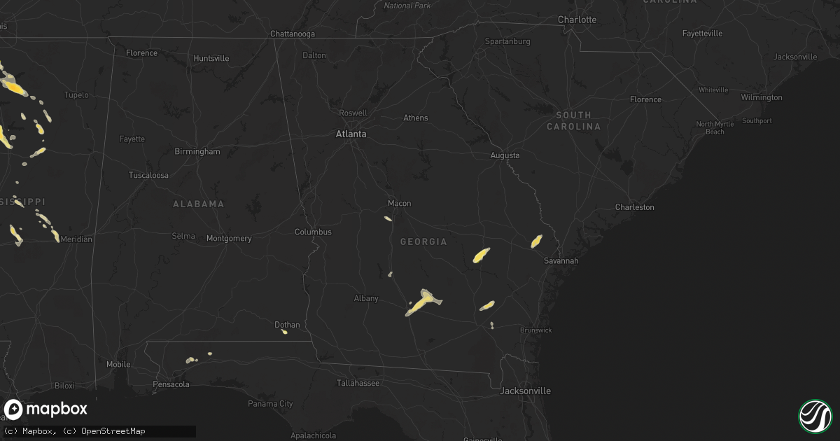 Hail map in Georgia on April 27, 2025