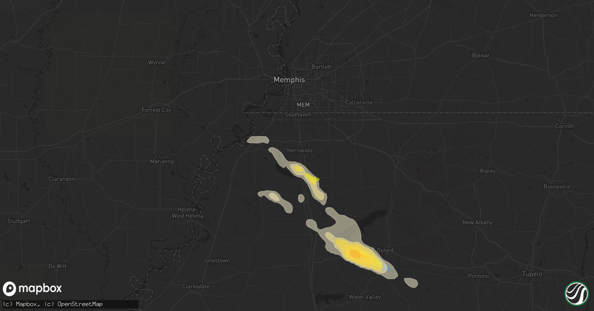Hail map in Hernando, MS on April 27, 2025