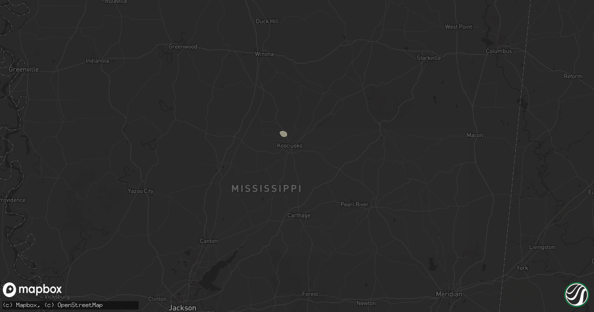 Hail map in Kosciusko, MS on April 27, 2025