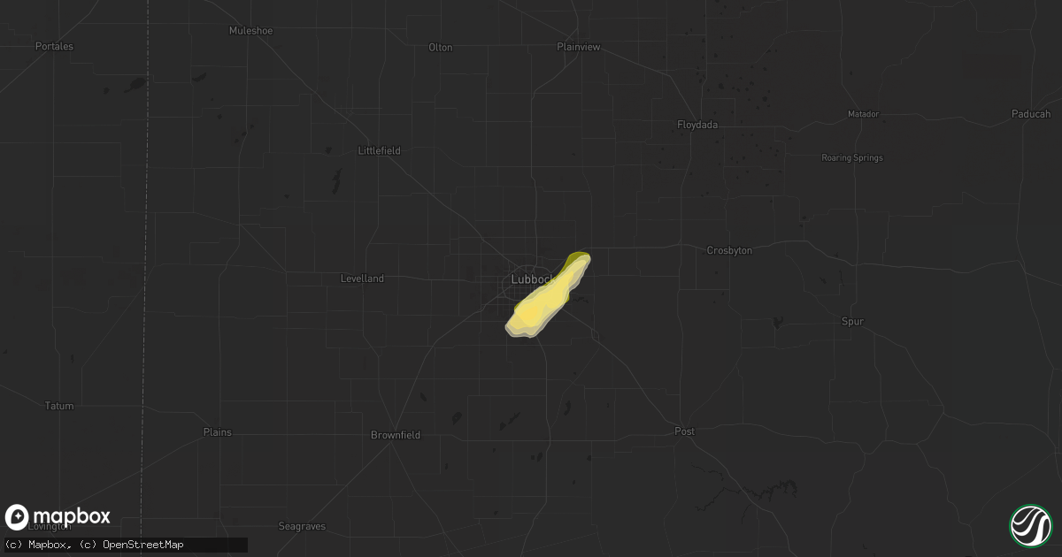Hail map in Lubbock, TX on April 27, 2025