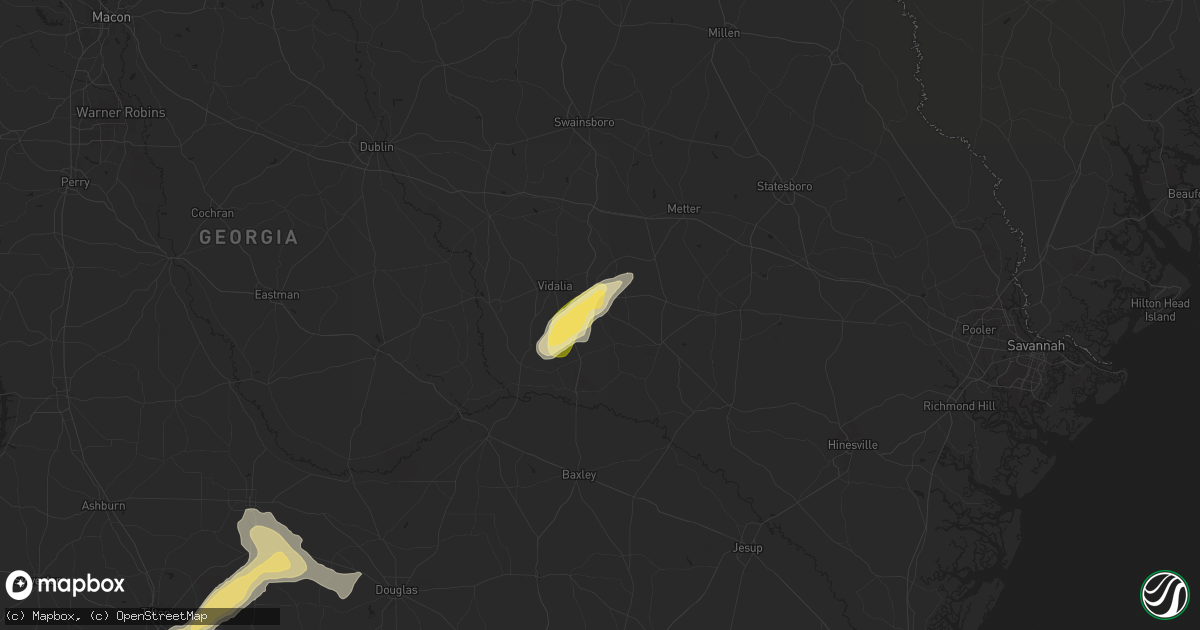 Hail map in Lyons, GA on April 27, 2025