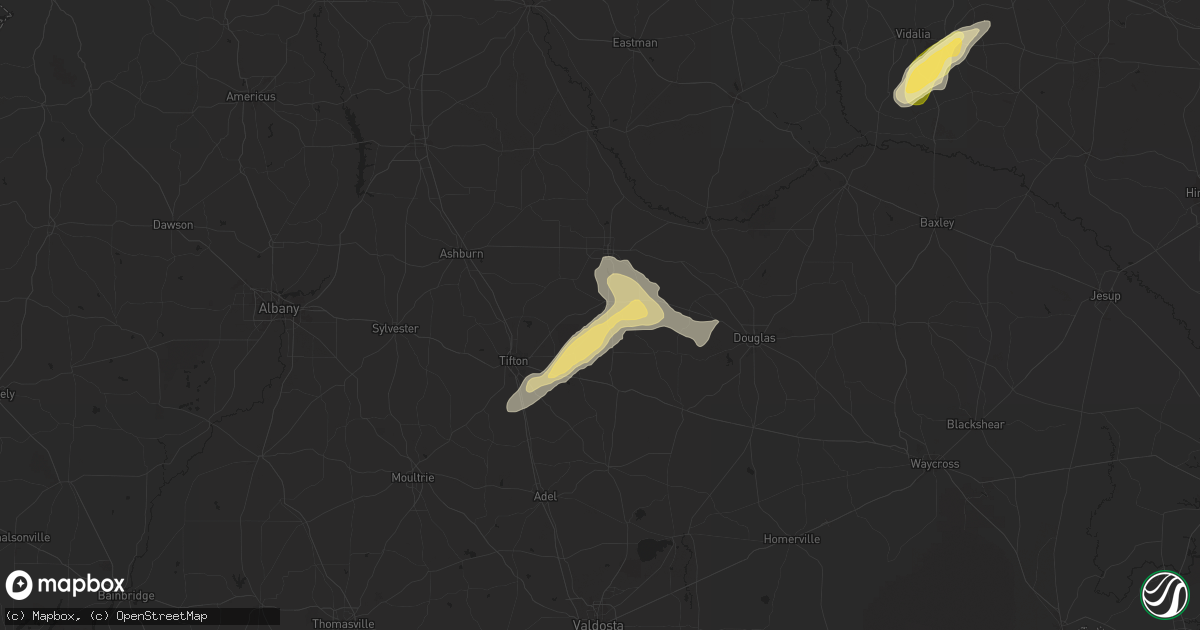 Hail map in Ocilla, GA on April 27, 2025