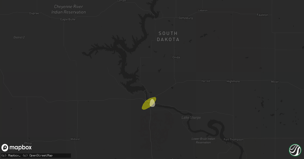 Hail map in Pierre, SD on April 27, 2025