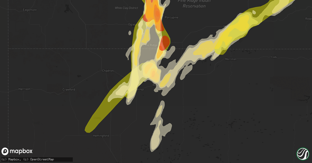 Hail map in Rushville, NE on April 27, 2025