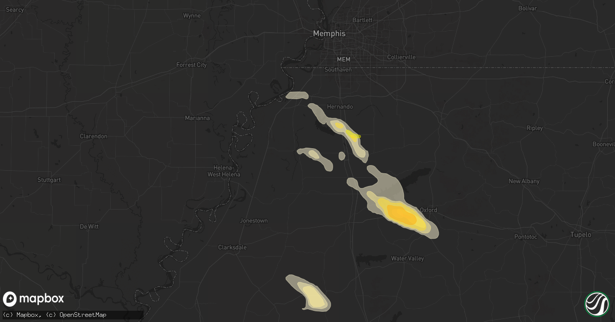 Hail map in Sarah, MS on April 27, 2025
