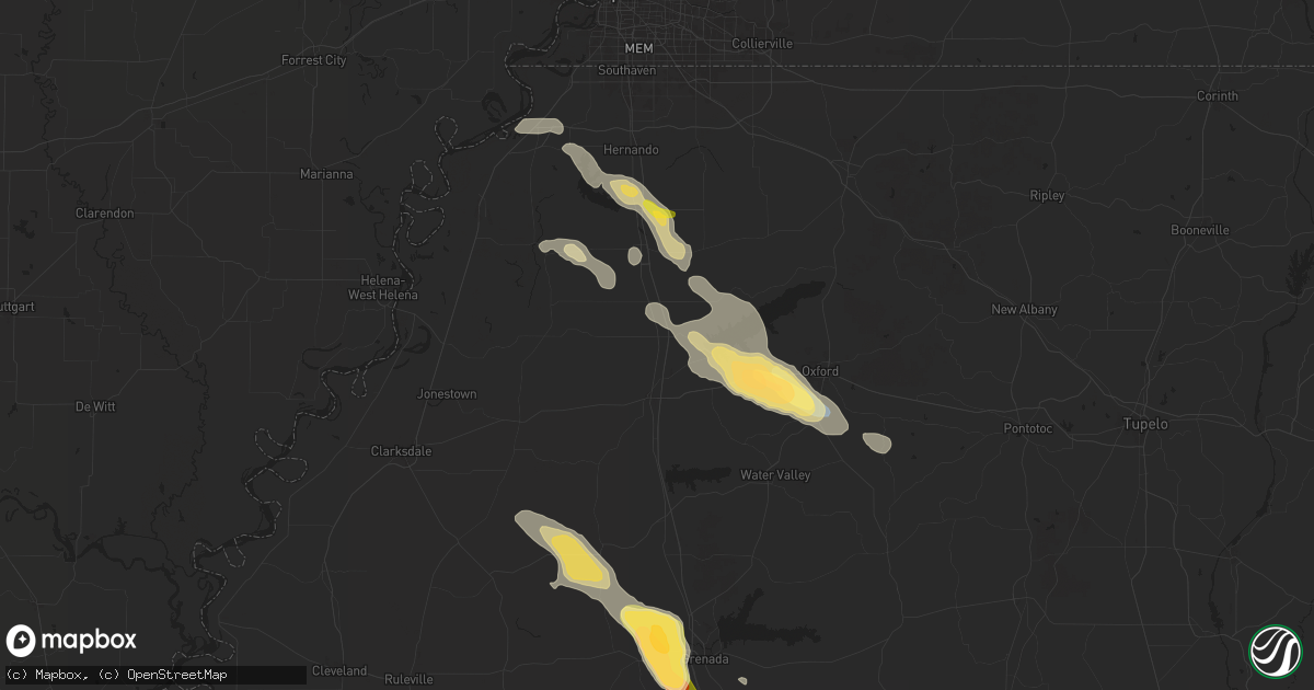 Hail map in Sardis, MS on April 27, 2025