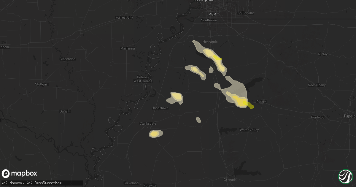 Hail map in Sledge, MS on April 27, 2025