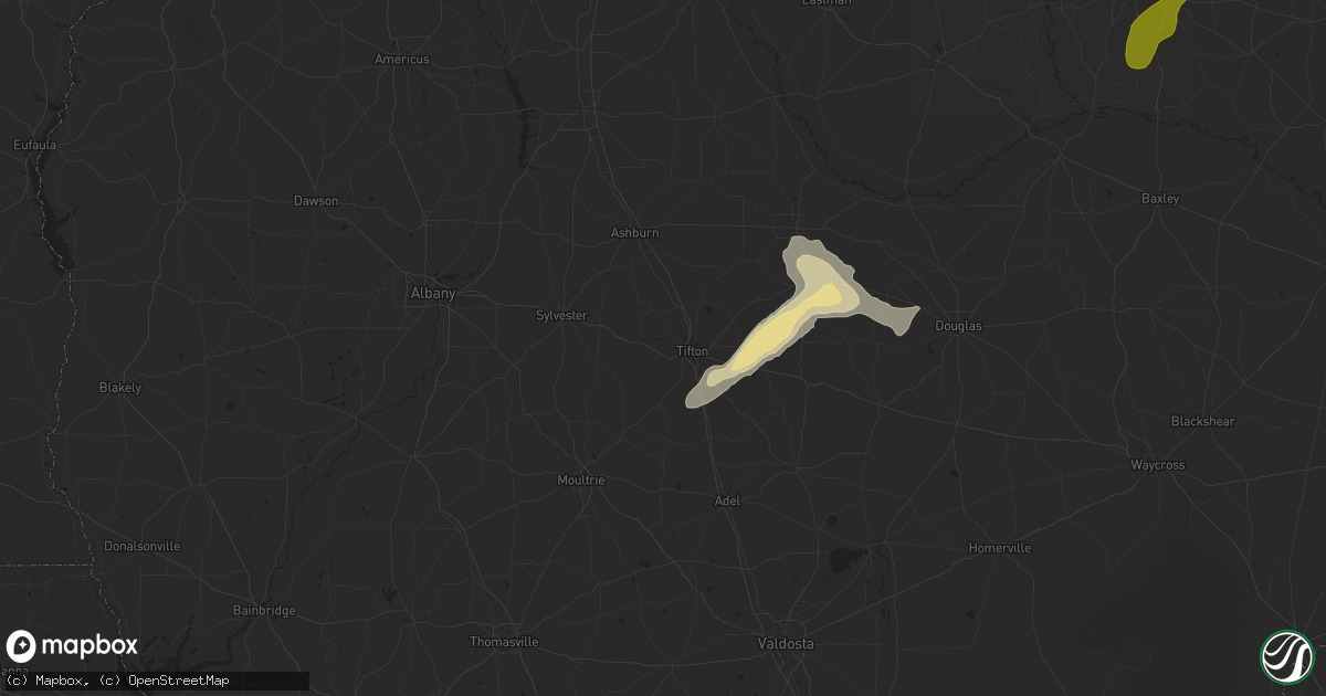 Hail map in Tifton, GA on April 27, 2025