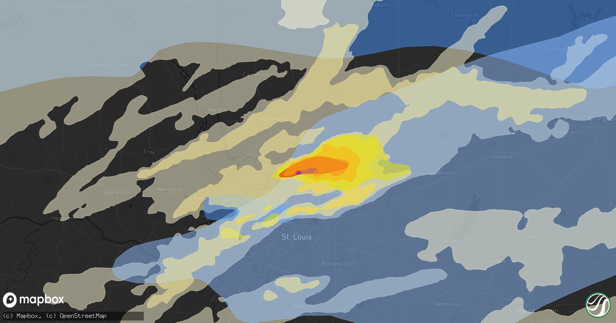 Hail map in Alton, IL on April 27, 2026