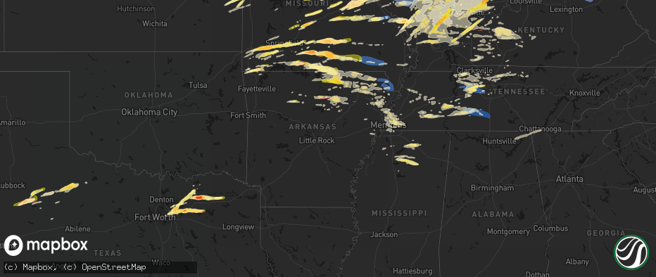 Hail map in Arkansas on April 27, 2026