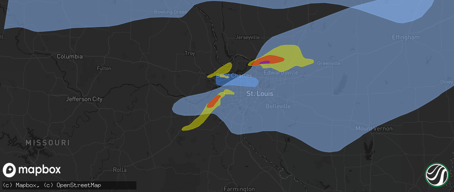 Hail map in Ballwin, MO on April 27, 2026