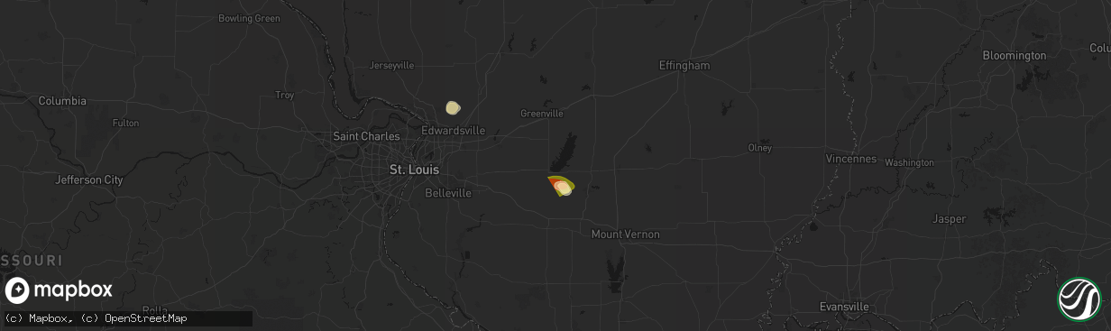 Hail map in Carlyle, IL on April 27, 2026