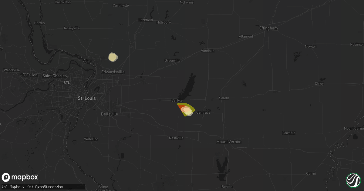 Hail map in Carlyle, IL on April 27, 2026
