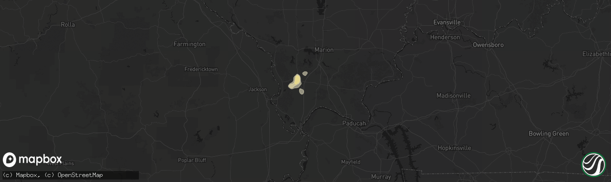 Hail map in Dongola, IL on April 27, 2026