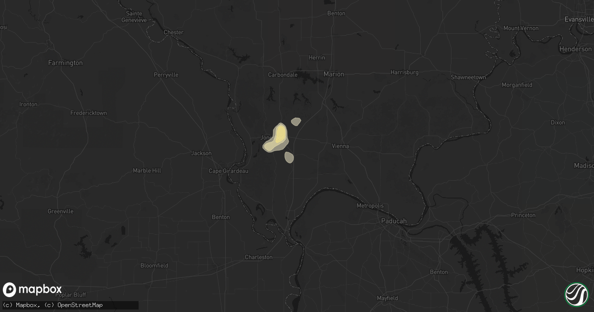 Hail map in Dongola, IL on April 27, 2026