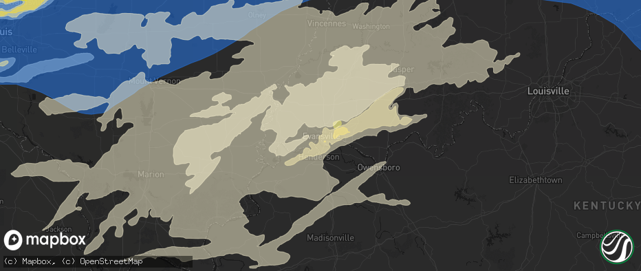 Hail map in Evansville, IN on April 27, 2026