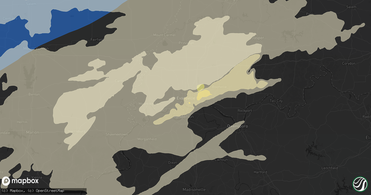 Hail map in Evansville, IN on April 27, 2026