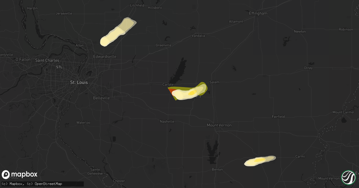 Hail map in Hoffman, IL on April 27, 2026