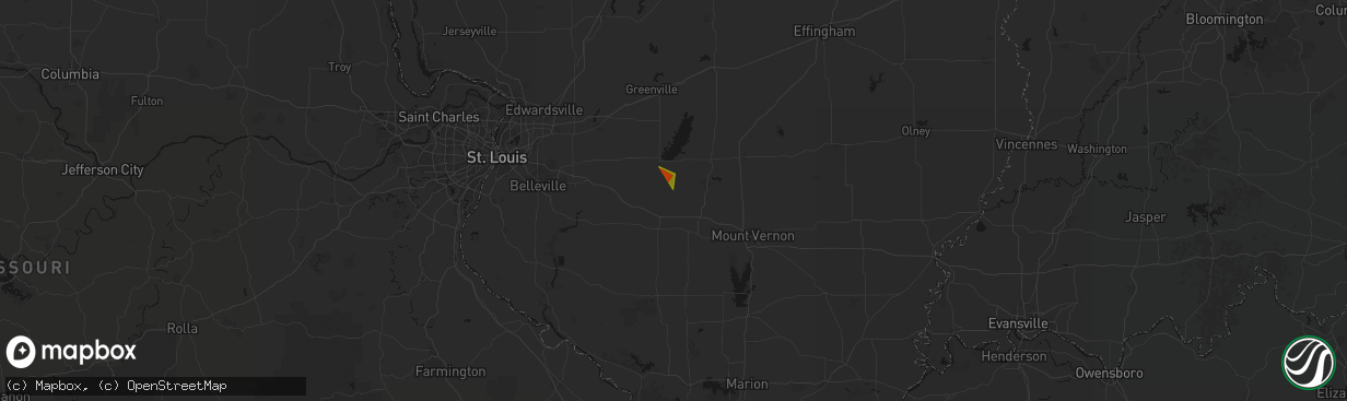 Hail map in Hoyleton, IL on April 27, 2026