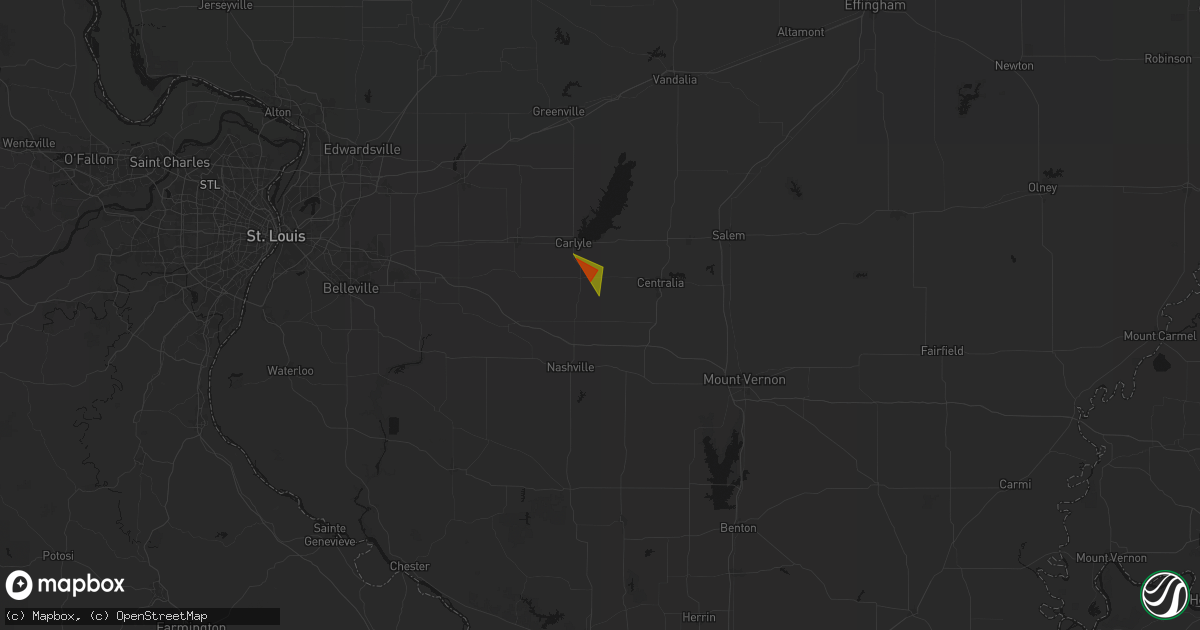 Hail map in Hoyleton, IL on April 27, 2026