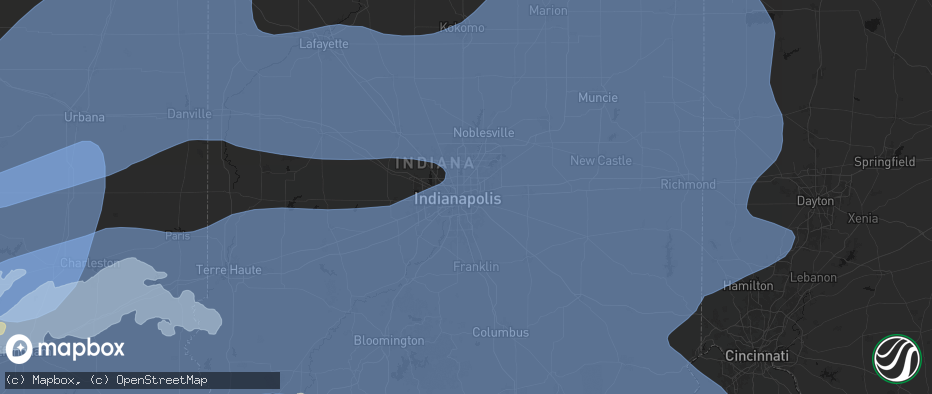 Hail map in Indianapolis, IN on April 27, 2026
