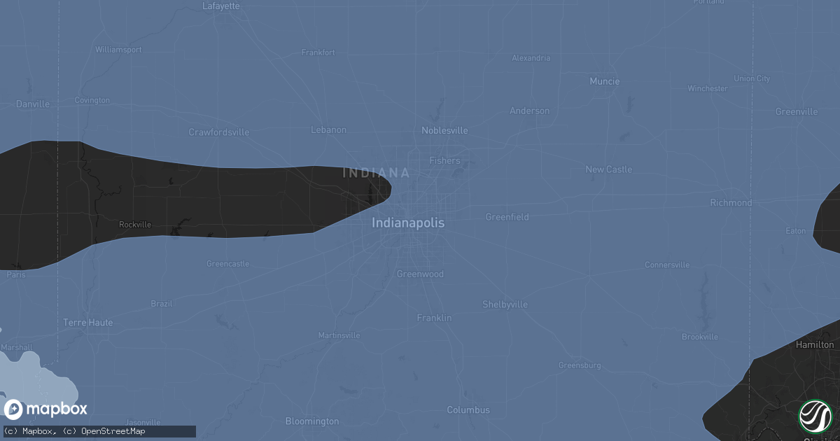 Hail map in Indianapolis, IN on April 27, 2026