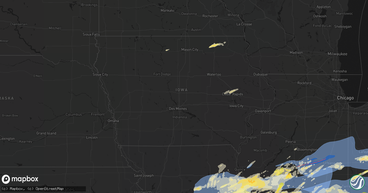Hail map in Iowa on April 27, 2026