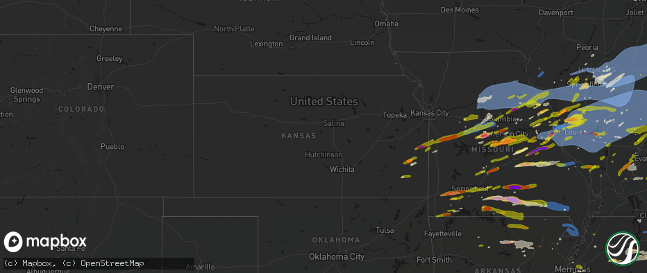 Hail map in Kansas on April 27, 2026