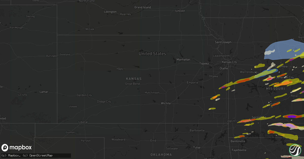 Hail map in Kansas on April 27, 2026