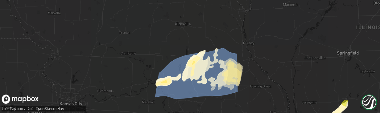 Hail map in Macon, MO on April 27, 2026