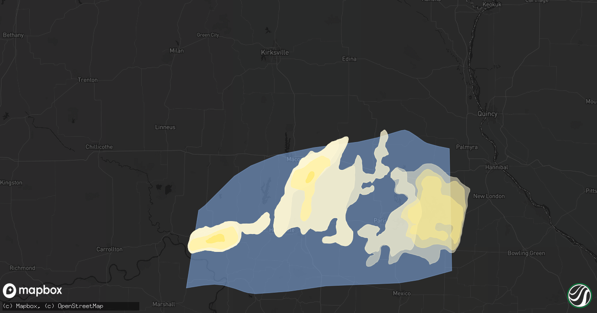 Hail map in Macon, MO on April 27, 2026