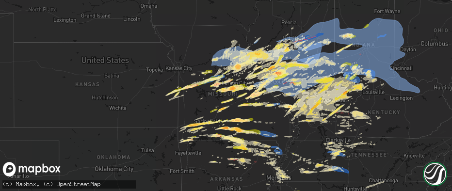 Hail map in Missouri on April 27, 2026