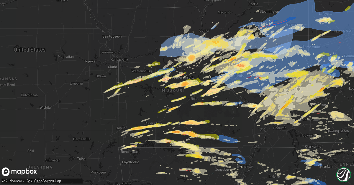Hail map in Missouri on April 27, 2026