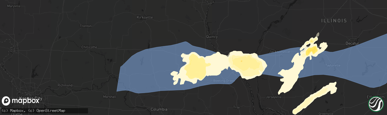 Hail map in Monroe City, MO on April 27, 2026