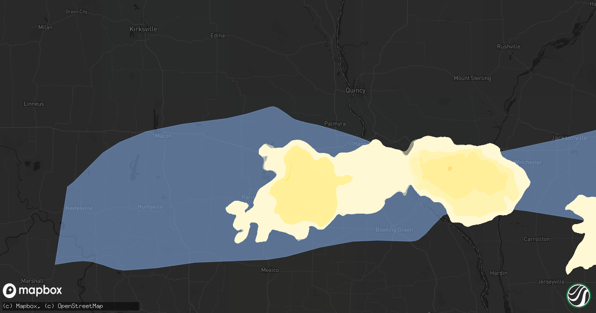 Hail map in Monroe City, MO on April 27, 2026