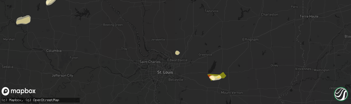 Hail map in Moro, IL on April 27, 2026