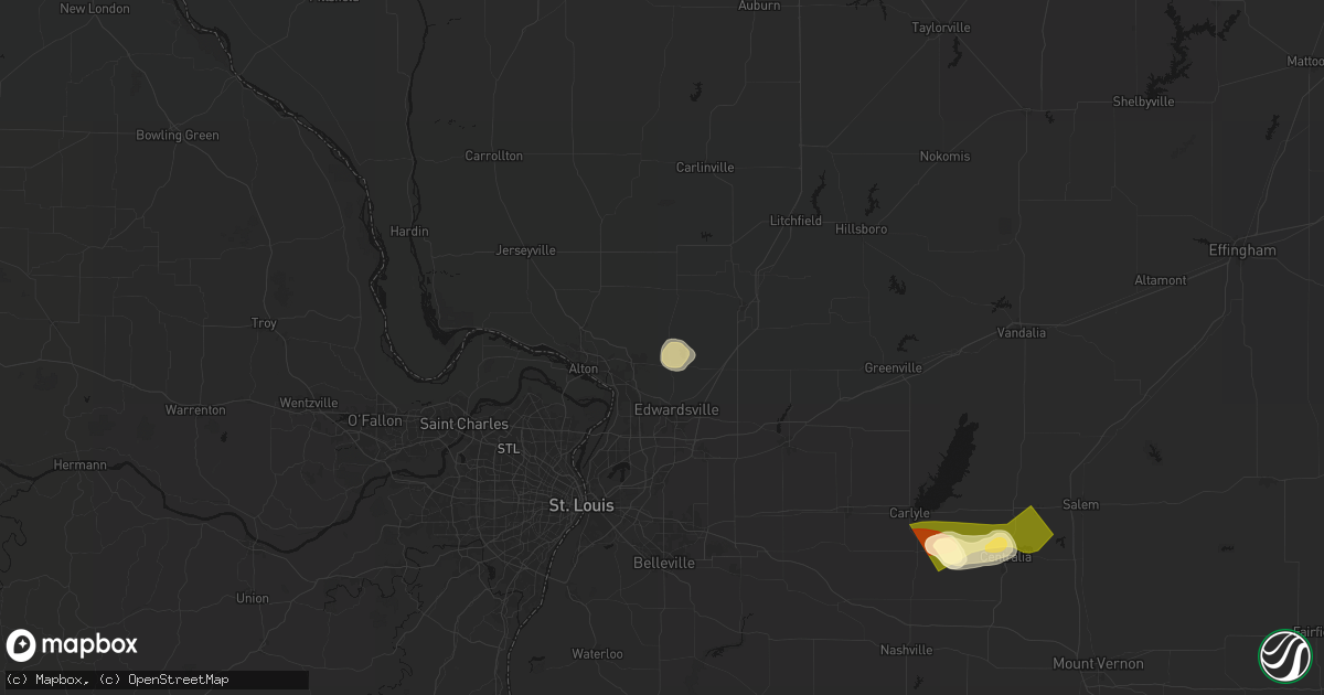 Hail map in Moro, IL on April 27, 2026
