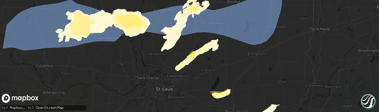 Hail map in Mount Olive, IL on April 27, 2026