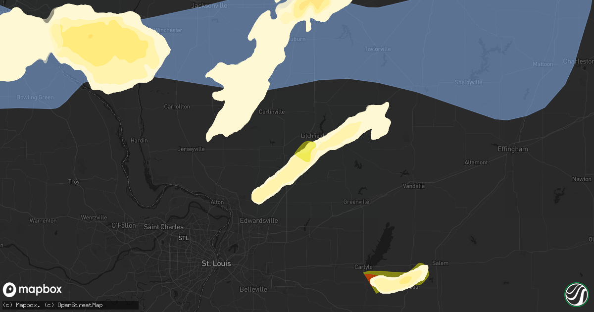 Hail map in Mount Olive, IL on April 27, 2026