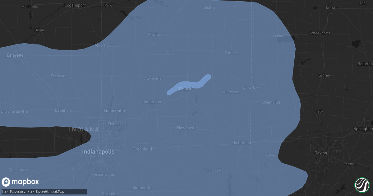 Hail map in Muncie, IN on April 27, 2026