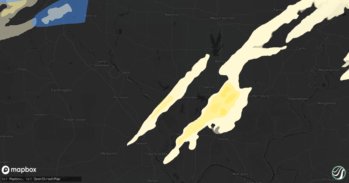 Hail map in Murphysboro, IL on April 27, 2026