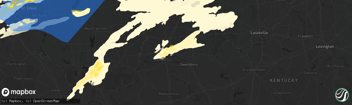Hail map in Newburgh, IN on April 27, 2026