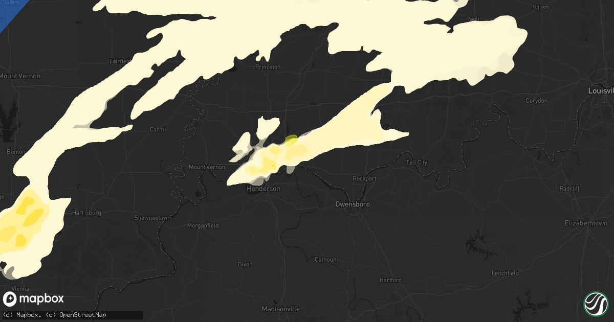Hail map in Newburgh, IN on April 27, 2026