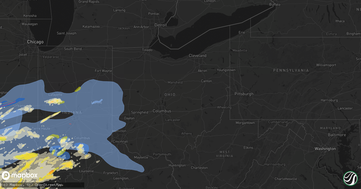 Hail map in Ohio on April 27, 2026